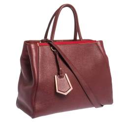 Pre Owned Fendi Burgundy Leather Medium 2jours Tote