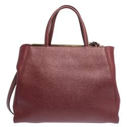 Pre Owned Fendi Burgundy Leather Medium 2jours Tote
