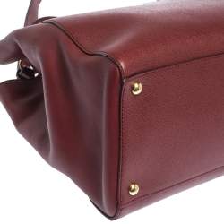 Pre Owned Fendi Burgundy Leather Medium 2jours Tote