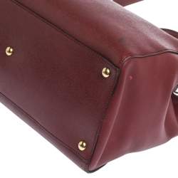 Pre Owned Fendi Burgundy Leather Medium 2jours Tote