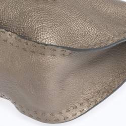 Pre Owned Fendi Metallic Grey Leather Selleria Hobo