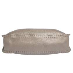 Pre Owned Fendi Metallic Grey Leather Selleria Hobo