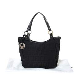 Pre Owned Fendi Black Zucca Canvas Chef Shopper Tote