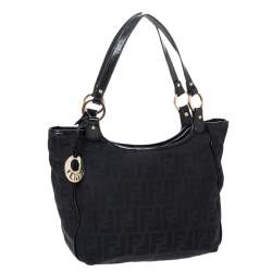 Pre Owned Fendi Black Zucca Canvas Chef Shopper Tote