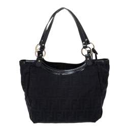 Pre Owned Fendi Black Zucca Canvas Chef Shopper Tote