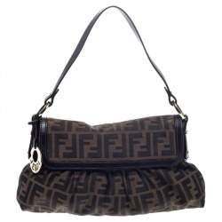 Pre Owned Fendi Tobacco Zucca Canvas Small Chef Shoulder Bag