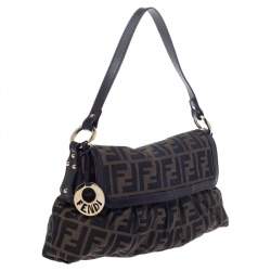 Pre Owned Fendi Tobacco Zucca Canvas Small Chef Shoulder Bag