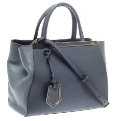 Pre Owned Fendi Grey Saffiano Leather Small 2Jours Tote