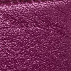 Pre Owned Fendi Magenta Leather Logo Flap Continental Wallet