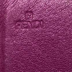 Pre Owned Fendi Magenta Leather Logo Flap Continental Wallet