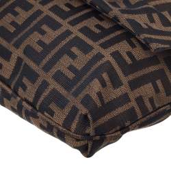 Pre Owned Fendi Tobacco Zucca Canvas and Patent Leather Mia Flap Bag
