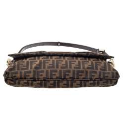 Pre Owned Fendi Tobacco Zucca Canvas and Patent Leather Mia Flap Bag