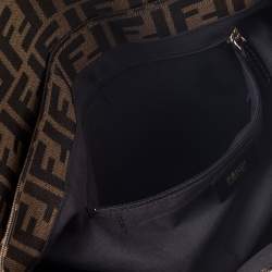 Pre Owned Fendi Tobacco Zucca Canvas and Patent Leather Mia Flap Bag