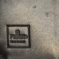 Pre Owned Fendi Beige/Brown Zucchino Canvas and Leather Compact Wallet