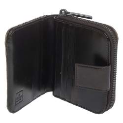 Pre Owned Fendi Beige/Brown Zucchino Canvas and Leather Compact Wallet