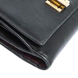 Pre Owned Fendi Black Leather Peekaboo Continental Wallet