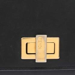 Pre Owned Fendi Black Leather Peekaboo Continental Wallet