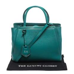 Pre Owned Fendi Turquoise Saffiano Leather Small 2Jours Tote