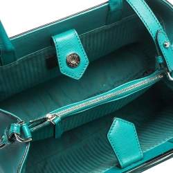Pre Owned Fendi Turquoise Saffiano Leather Small 2Jours Tote