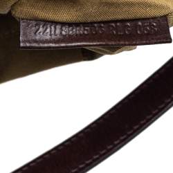 Pre Owned Fendi Brown/Green Zucca Floral Embroidered Canvas and Leather Buckle Flap Hobo