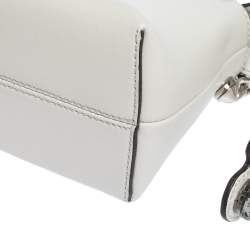 Pre Owned Fendi White Leather Mini By The Way  Flower Tail Mini Crossbody Bag