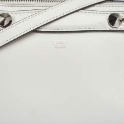 Pre Owned Fendi White Leather Mini By The Way  Flower Tail Mini Crossbody Bag