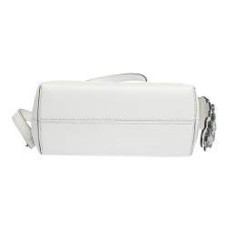 Pre Owned Fendi White Leather Mini By The Way  Flower Tail Mini Crossbody Bag