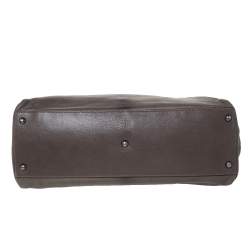 Pre Owned Fendi Grey Leather Large Peekaboo Top Handle Bag