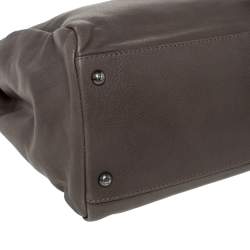 Pre Owned Fendi Grey Leather Large Peekaboo Top Handle Bag