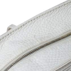 Pre Owned Fendi White Selleria Leather Horse Roll Tote