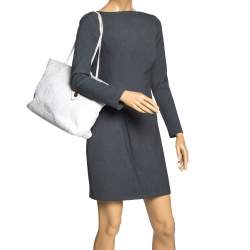 Pre Owned Fendi White Selleria Leather Horse Roll Tote