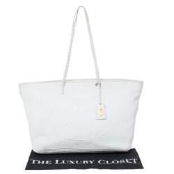 Pre Owned Fendi White Selleria Leather Horse Roll Tote