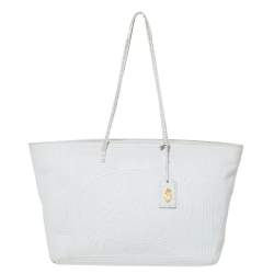 Pre Owned Fendi White Selleria Leather Horse Roll Tote