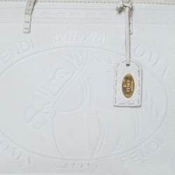 Pre Owned Fendi White Selleria Leather Horse Roll Tote