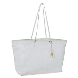 Pre Owned Fendi White Selleria Leather Horse Roll Tote