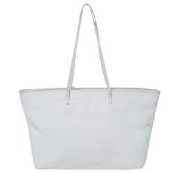 Pre Owned Fendi White Selleria Leather Horse Roll Tote