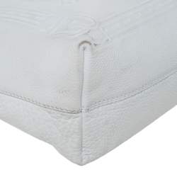 Pre Owned Fendi White Selleria Leather Horse Roll Tote