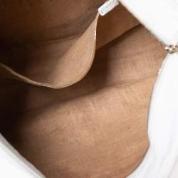 Pre Owned Fendi White Selleria Leather Horse Roll Tote