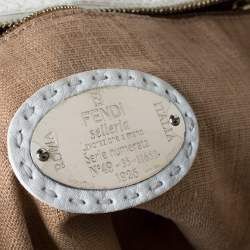 Pre Owned Fendi White Selleria Leather Horse Roll Tote