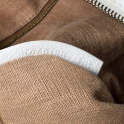 Pre Owned Fendi White Selleria Leather Horse Roll Tote