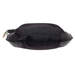 Pre Owned Fendi Black Zucchino Canvas and Leather Pocket Chef Hobo