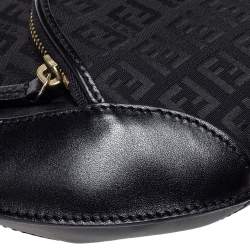 Pre Owned Fendi Black Zucchino Canvas and Leather Pocket Chef Hobo