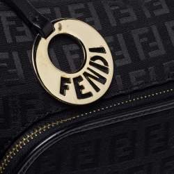 Pre Owned Fendi Black Zucchino Canvas and Leather Pocket Chef Hobo