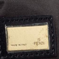 Pre Owned Fendi Black Zucchino Canvas and Leather Pocket Chef Hobo