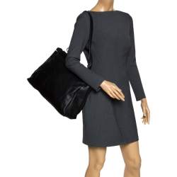 Pre Owned Fendi Black Leather with Watersnake and Suede Lining Large Peekaboo Top Handle Bag