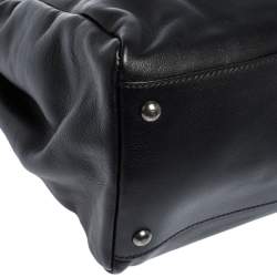 Pre Owned Fendi Black Leather with Watersnake and Suede Lining Large Peekaboo Top Handle Bag