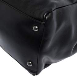 Pre Owned Fendi Black Leather with Watersnake and Suede Lining Large Peekaboo Top Handle Bag