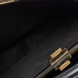 Pre Owned Fendi Black Leather with Watersnake and Suede Lining Large Peekaboo Top Handle Bag