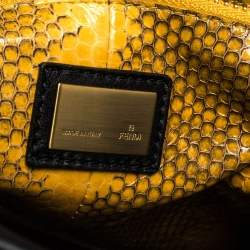 Pre Owned Fendi Black Leather with Watersnake and Suede Lining Large Peekaboo Top Handle Bag