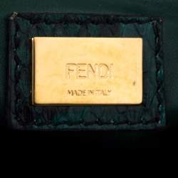 Pre Owned Fendi Green/Black Python Mini Peekaboo Top Handle Bag